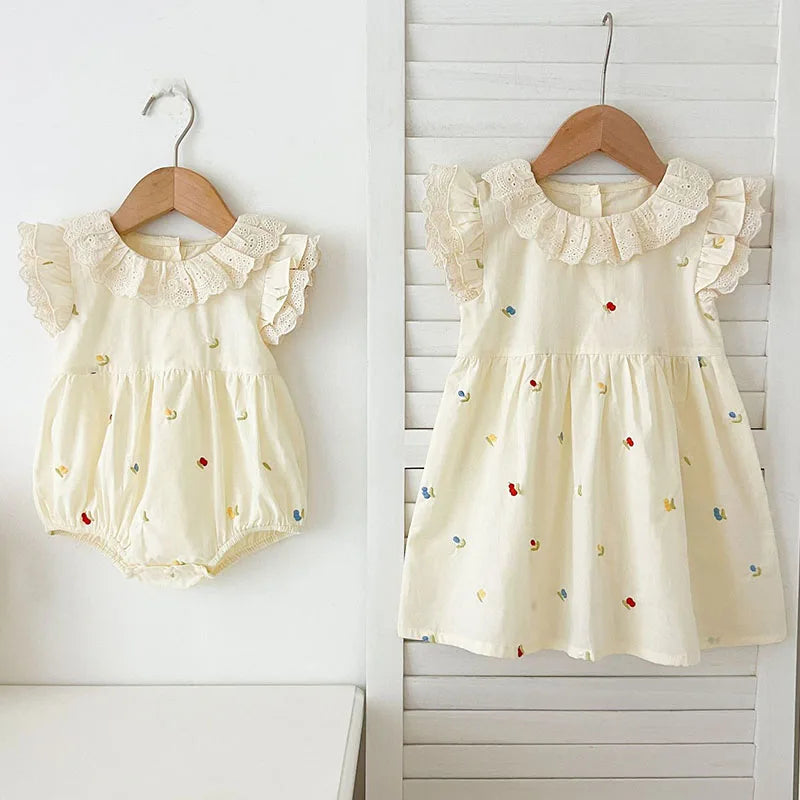 open lace back dress Summer Princess Dress for Girls