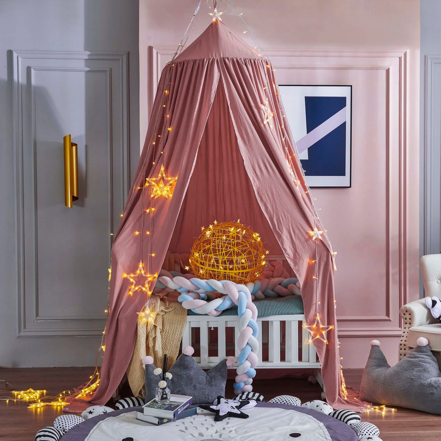 Kids Bed Canopy Mosquito Net - Round Hanging Play Tent - MamaNest