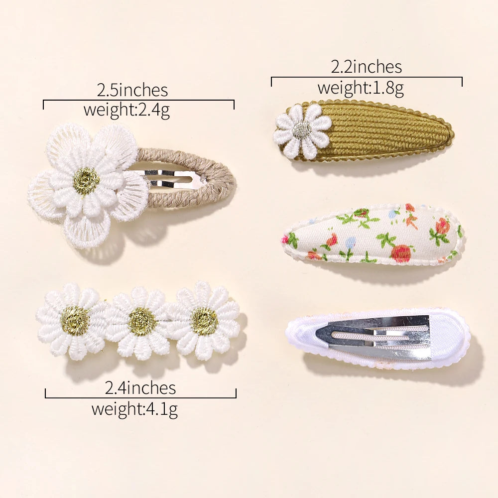 Baby Girl Hair Clips 5-Pack - Mini Bow & Floral Clips