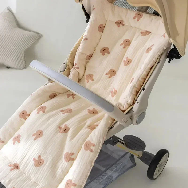 Baby Stroller Cushion - Soft Cotton Seat Liner with Straps - MamaNest