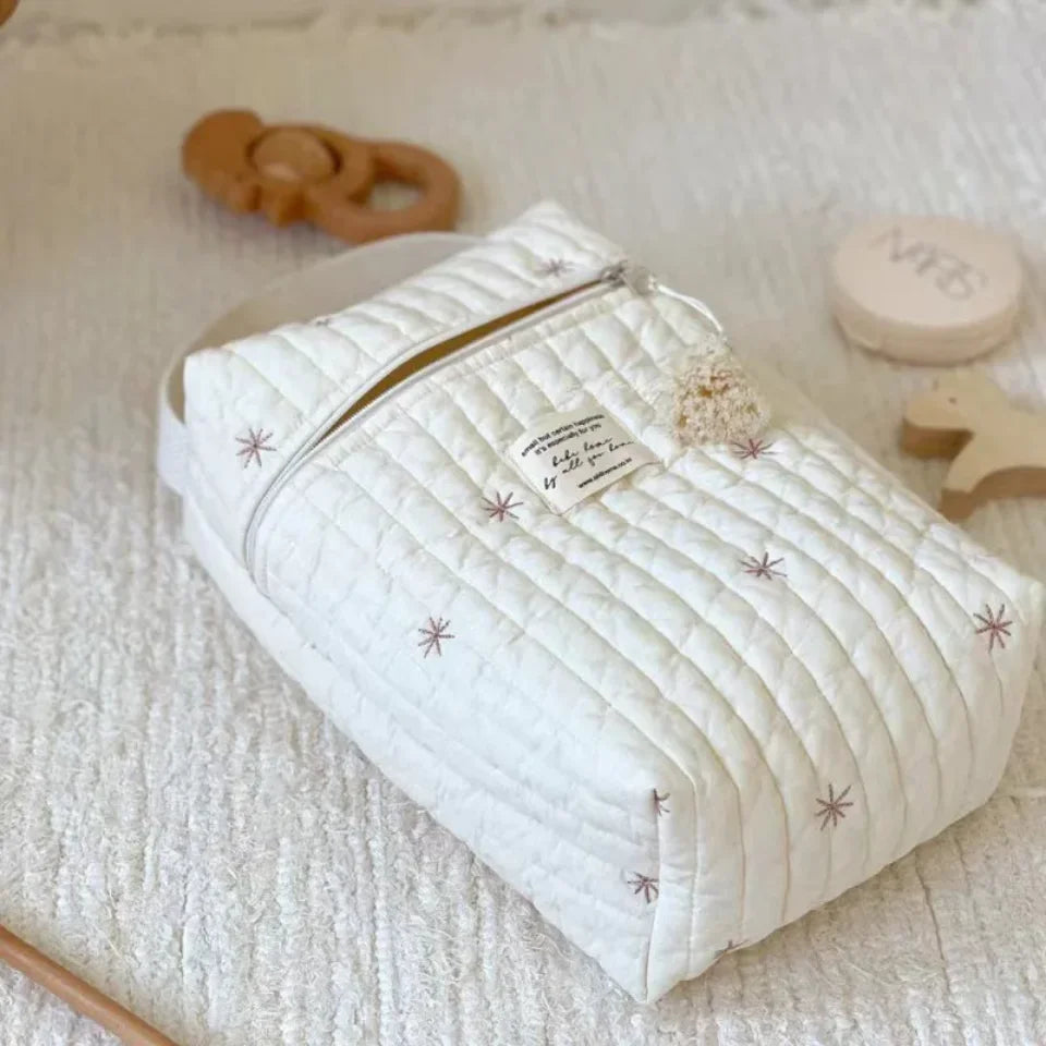 Stroller Organiser Bag - Quilted Nappy Caddy with Pockets