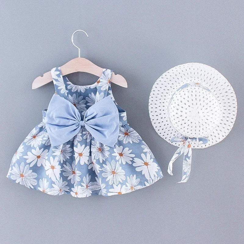 Girls Floral Princess Dress - Summer Bow Dress (0-3 Years) - MamaNest