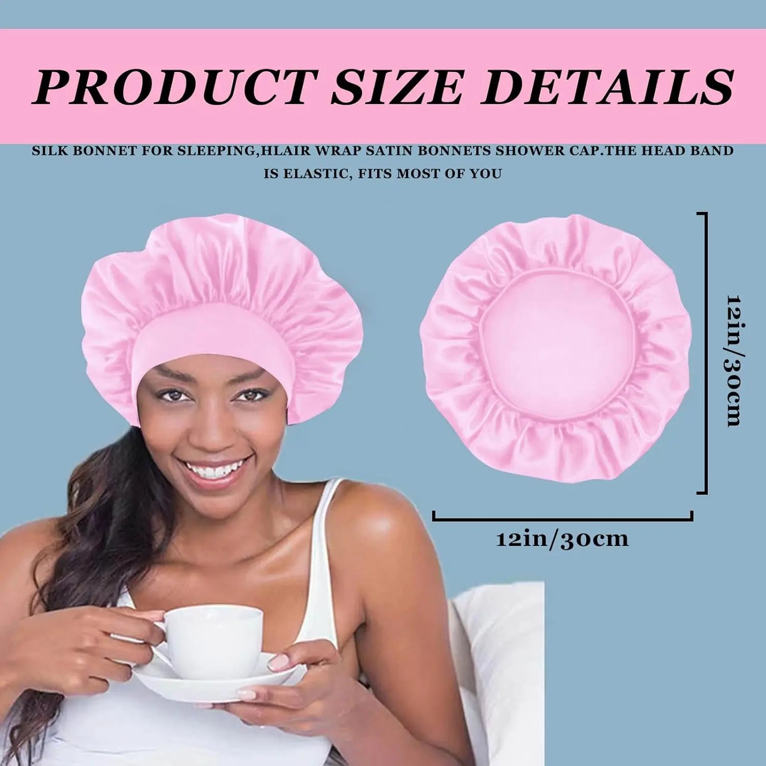 Silk Satin Bonnet - Wide Band Hair Wrap for Curly Hair - MamaNest