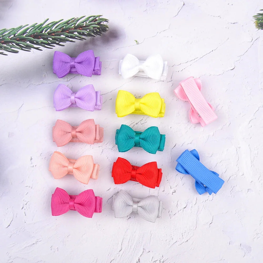 Mini Hair Bows 1.2 Inch - Solid Colour Ribbon Clips for Girls - MamaNest