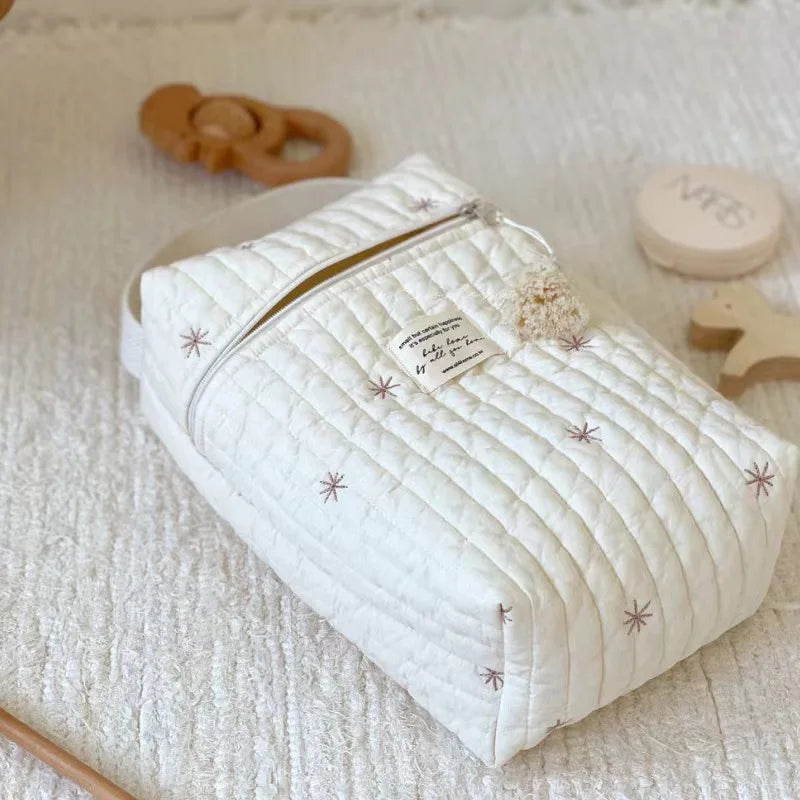 Stroller Organiser Bag - Quilted Nappy Caddy with Pockets