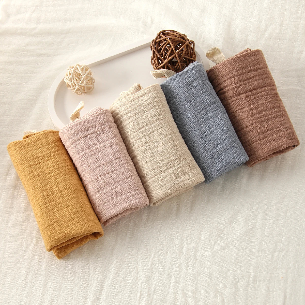 Baby Cotton Washcloth Set 5-Pack - 6-Layer Gauze Towels - MamaNest