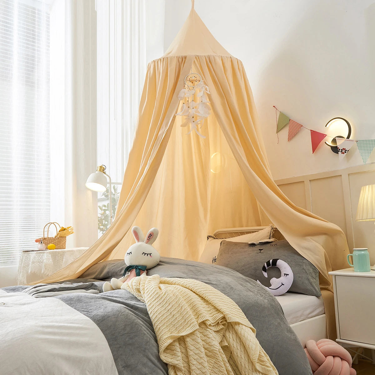 Kids Bed Canopy Mosquito Net - Round Hanging Play Tent - MamaNest