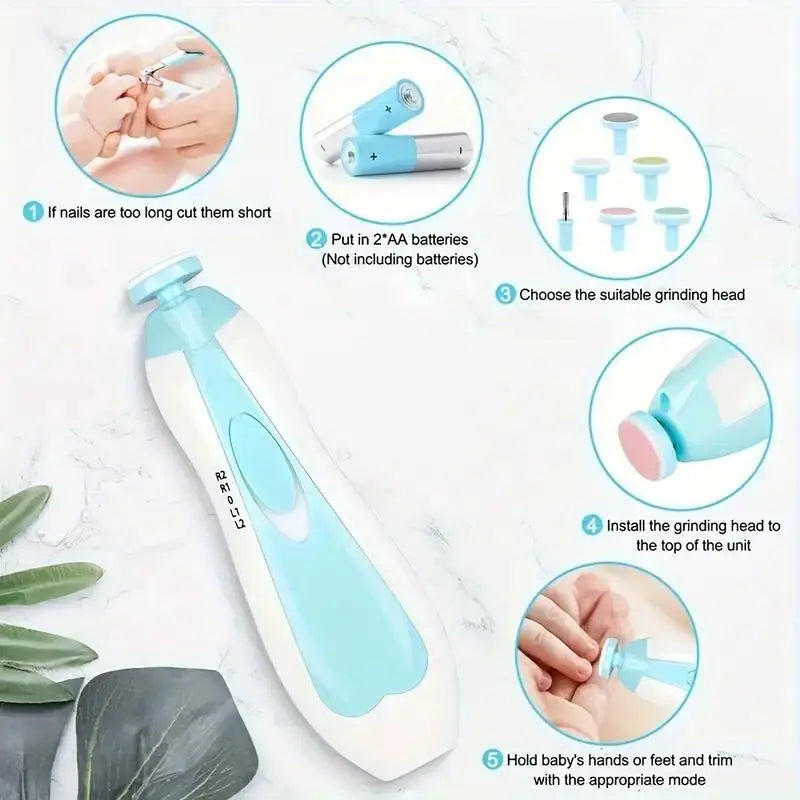 Electric Baby Nail Grinder - 6-in-1 Safe Trimmer Kit - MamaNest