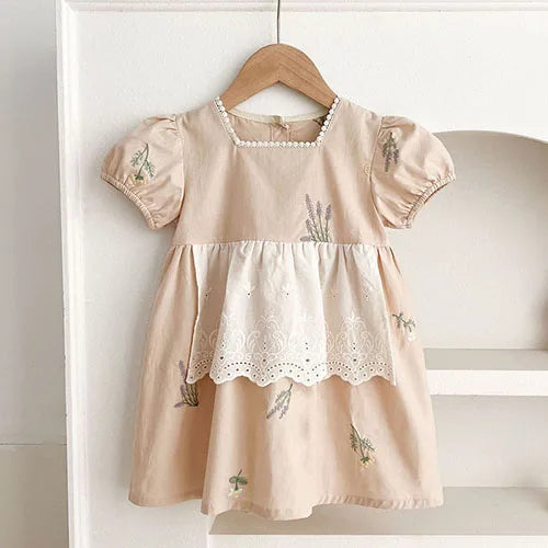 Summer Princess Dress for Girls - Cotton Embroidery Dress - MamaNest