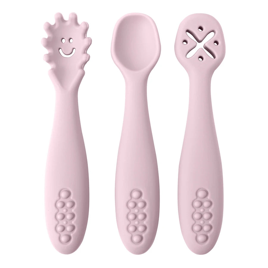 Baby Feeding Spoon Set 3-Pack - Soft Silicone Learning Spoons - MamaNest