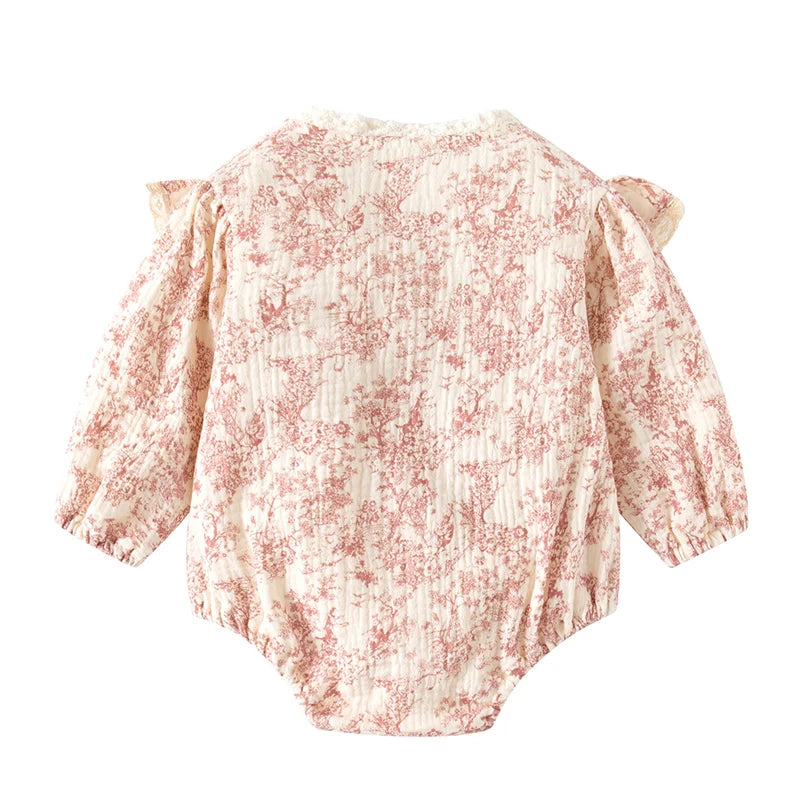 Baby Girl Romper Set - Korean Style Cotton Print with Hat 0-24M - MamaNest