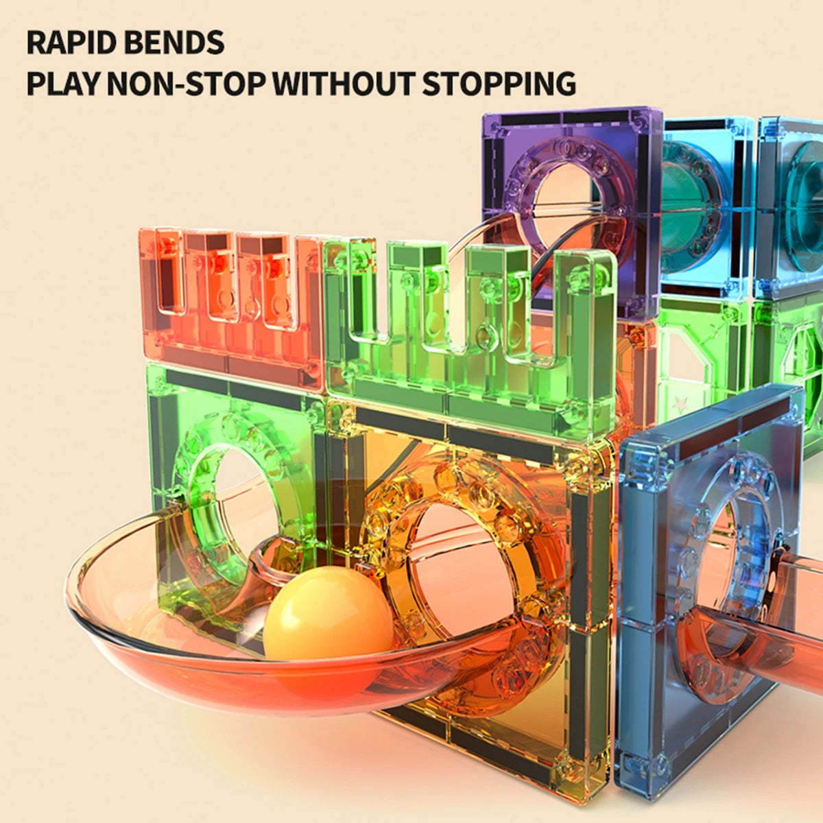 Magnetic Building Blocks - 3D STEM Educational Toys with Marble Run