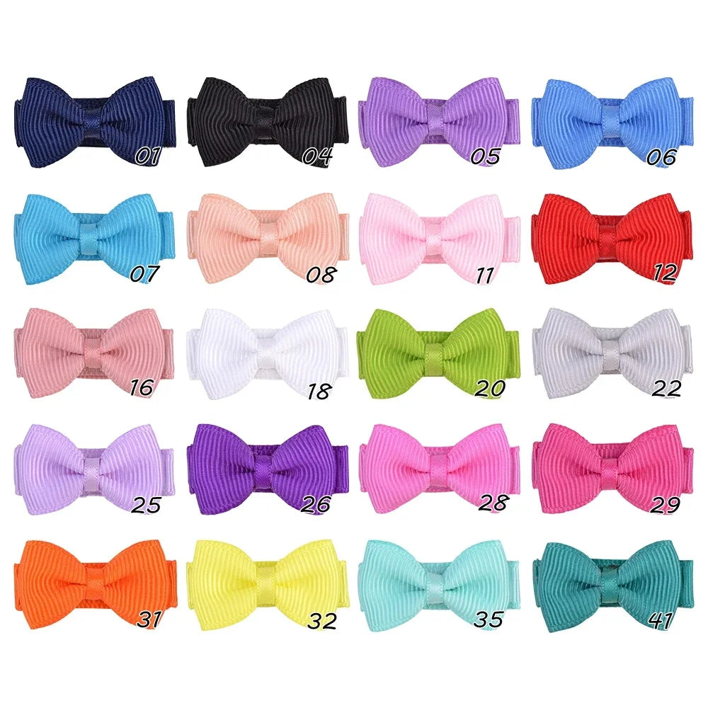 Mini Hair Bows 1.2 Inch - Solid Colour Ribbon Clips for Girls - MamaNest
