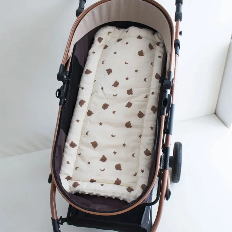 Baby Stroller Cushion - Soft Cotton Seat Liner with Straps - MamaNest