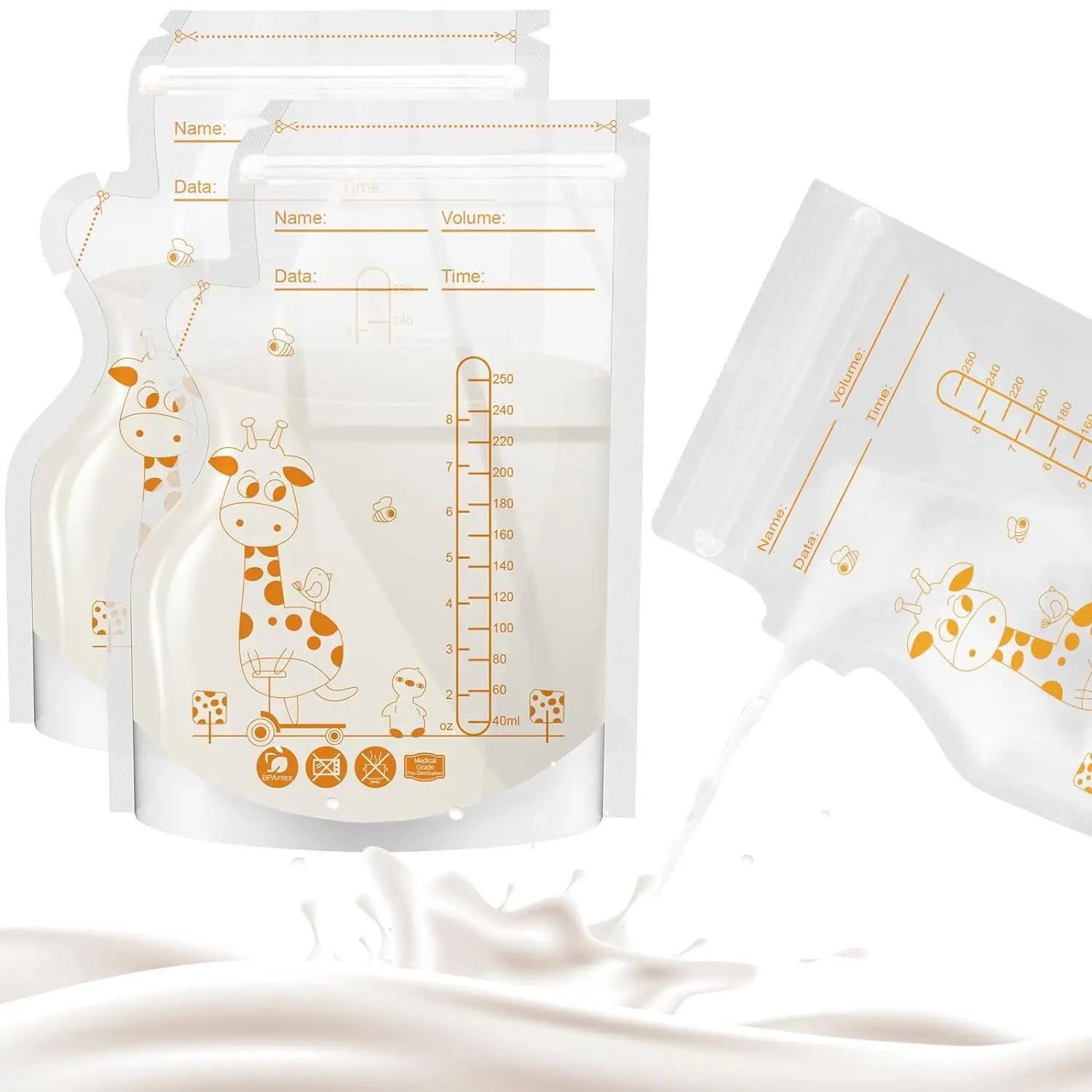 Breast Milk Storage Bags 250ml - Pre-Labelled BPA-Free (30/60 Pack) - MamaNest
