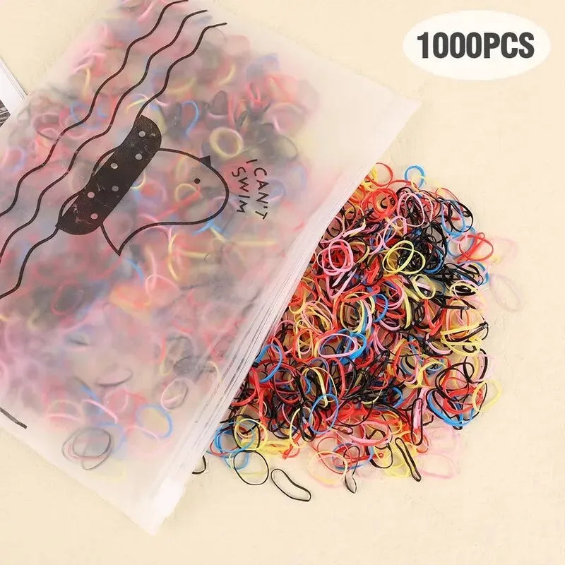 Disposable Hair Bands 1000-Pack - Elastic Rubber Ties for Girls - MamaNest