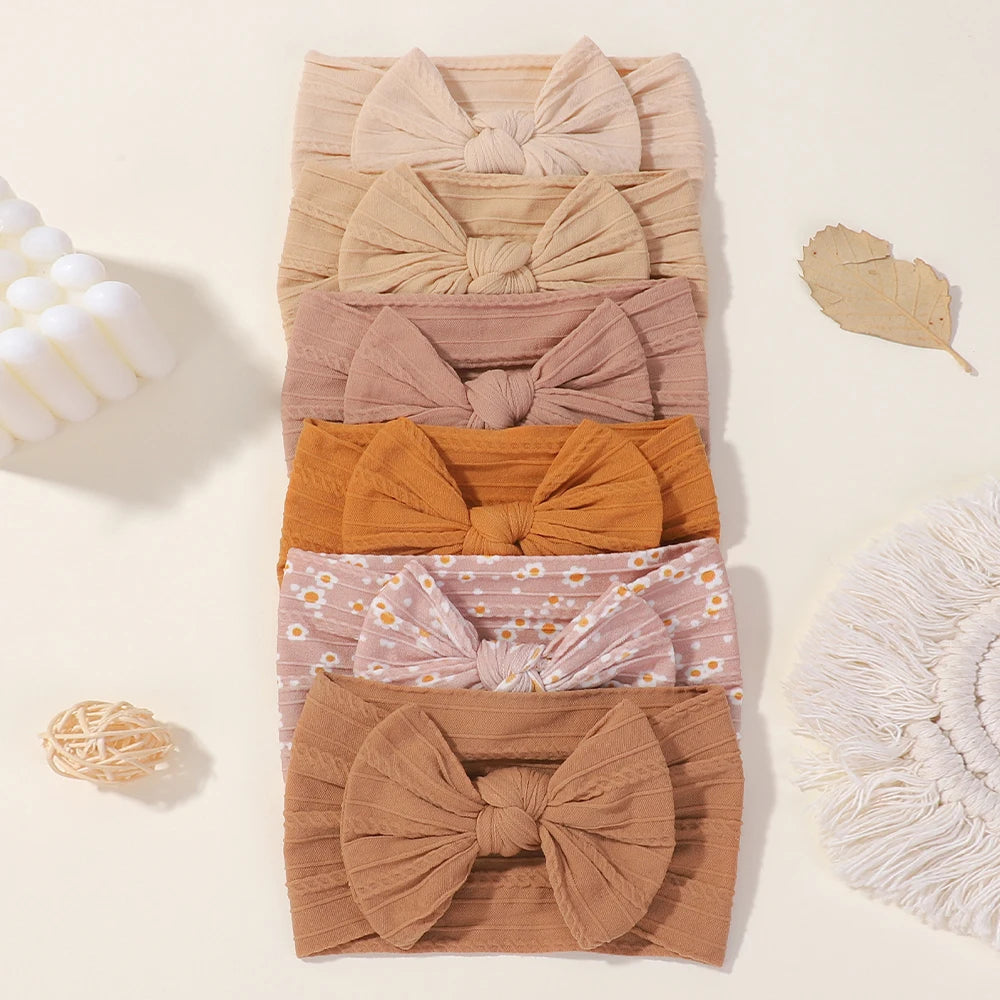 Baby Headbands 3-Pack - Soft Nylon Bow Turban Headwraps - MamaNest