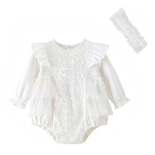 Baby Girl Romper Set - Korean Style Cotton Print with Hat 0-24M - MamaNest