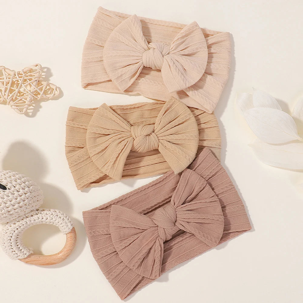 Baby Headbands 3-Pack - Soft Nylon Bow Turban Headwraps - MamaNest
