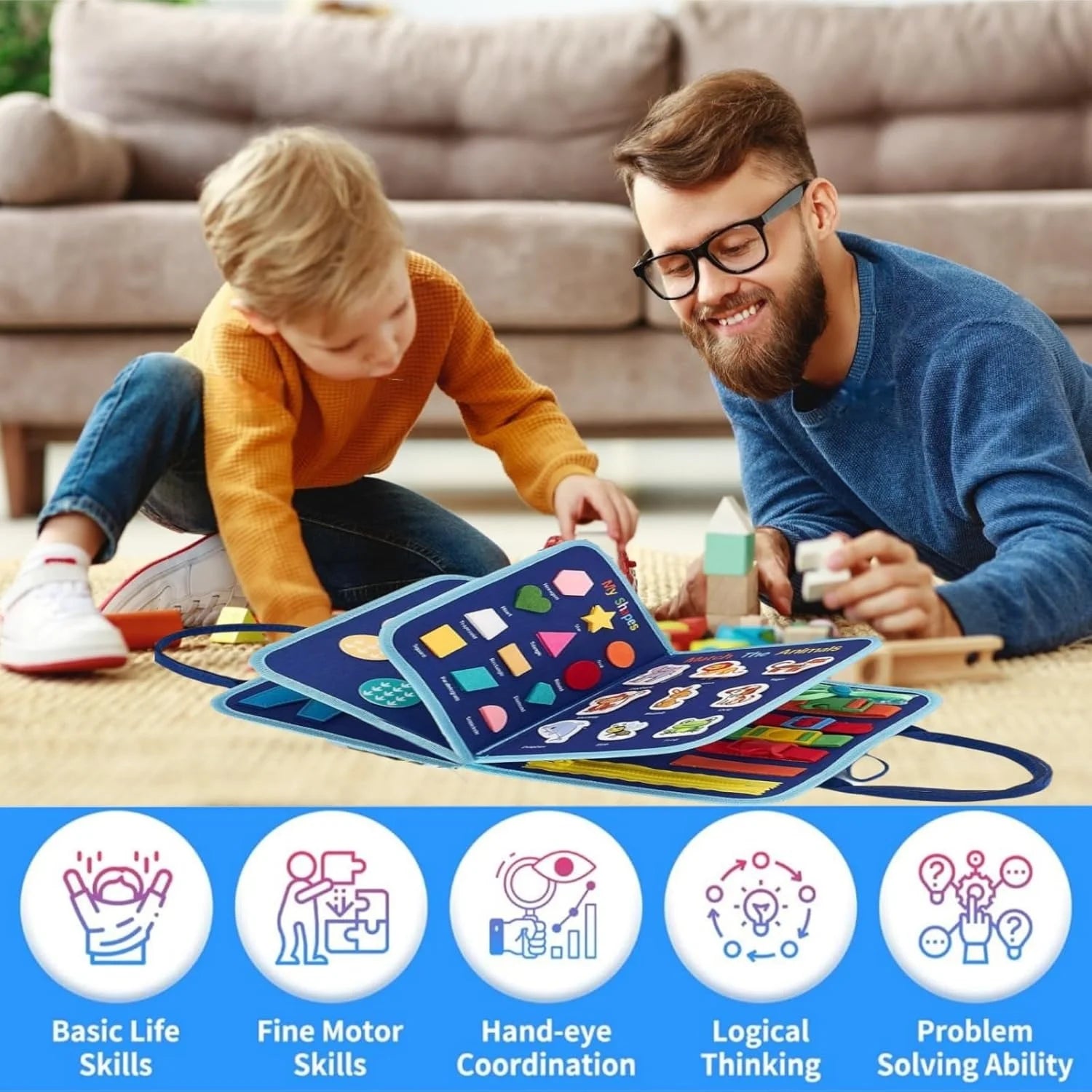 Toddler Busy Board - Montessori Educational Travel Activity Toy - MamaNest