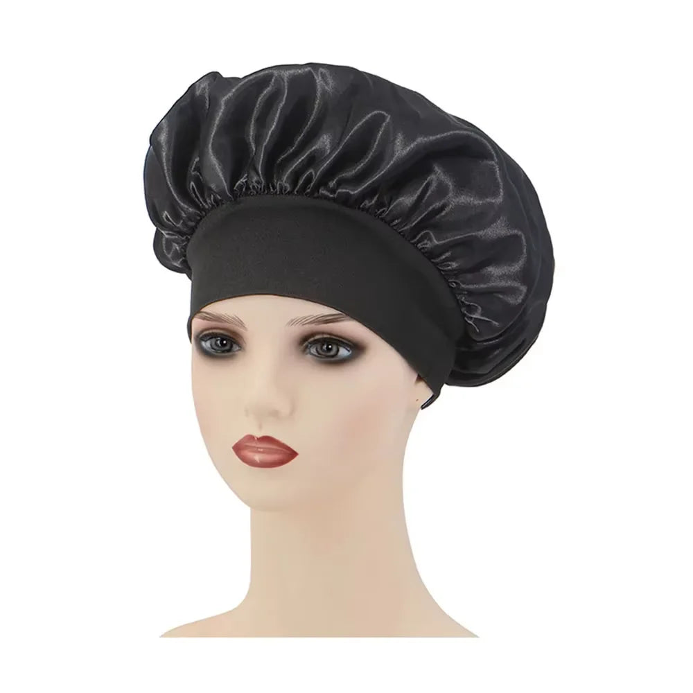 Silk Satin Bonnet - Wide Band Hair Wrap for Curly Hair - MamaNest