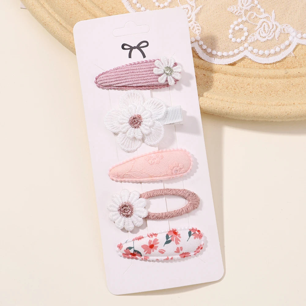 Baby Girl Hair Clips 5-Pack - Mini Bow & Floral Clips