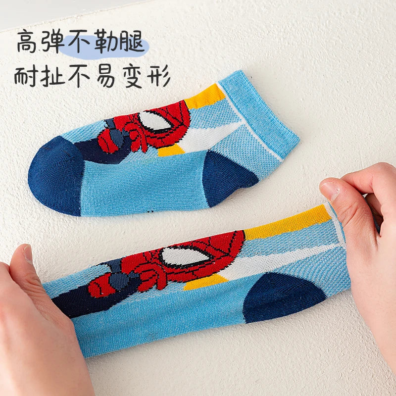 Kids Cartoon Socks 5-Pack - Spider-Man & Superhero Mesh Socks - MamaNest