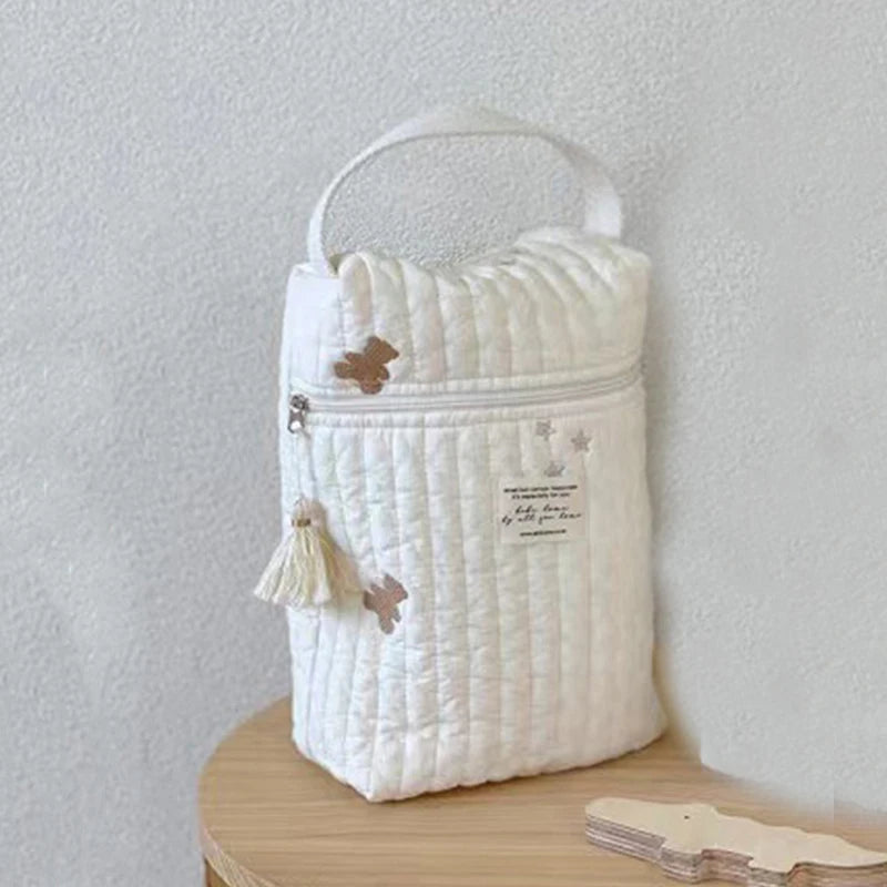 Stroller Organiser Bag - Quilted Nappy Caddy with Pockets
