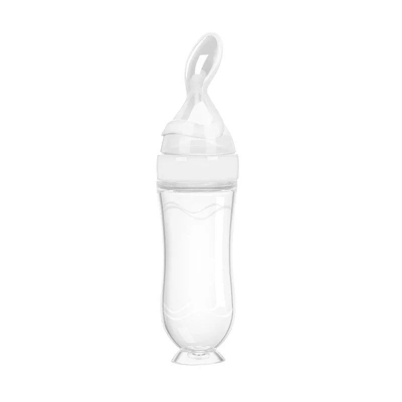 Silicone Baby Feeding Bottle with Spoon - Squeeze Feeder 90ml - MamaNest