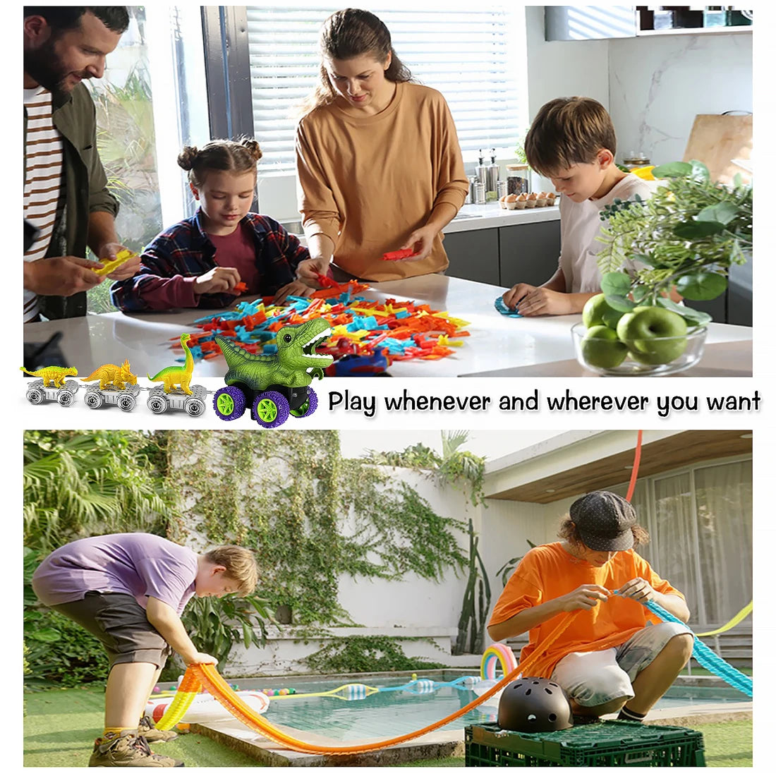 Flexible Track Dinosaur Car Set - 46-101 Pieces Educational Toy - MamaNest