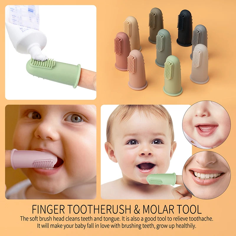 Baby Finger Toothbrush Set - Silicone Infant Dental Care (3 Pack) - MamaNest