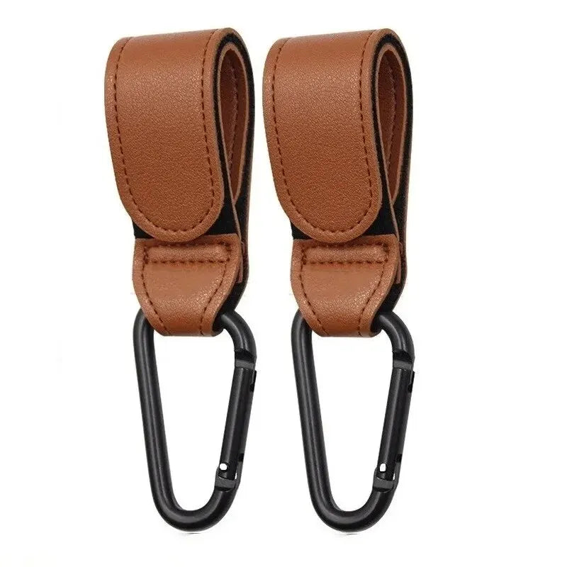 Leather Stroller Hooks 2-Pack - Adjustable Pram Organizer - MamaNest