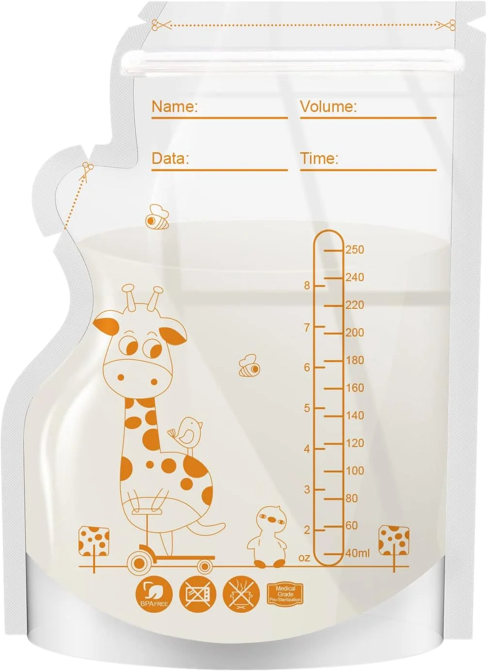 Breast Milk Storage Bags 250ml - Pre-Labelled BPA-Free (30/60 Pack) - MamaNest