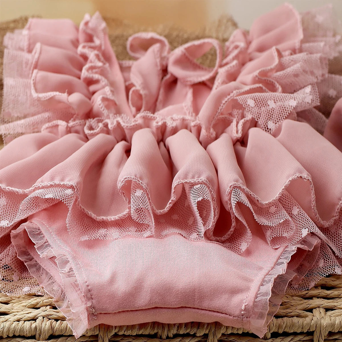 Newborn Photography Set - Dusty Pink Chiffon Romper with Bow Hairband - MamaNest