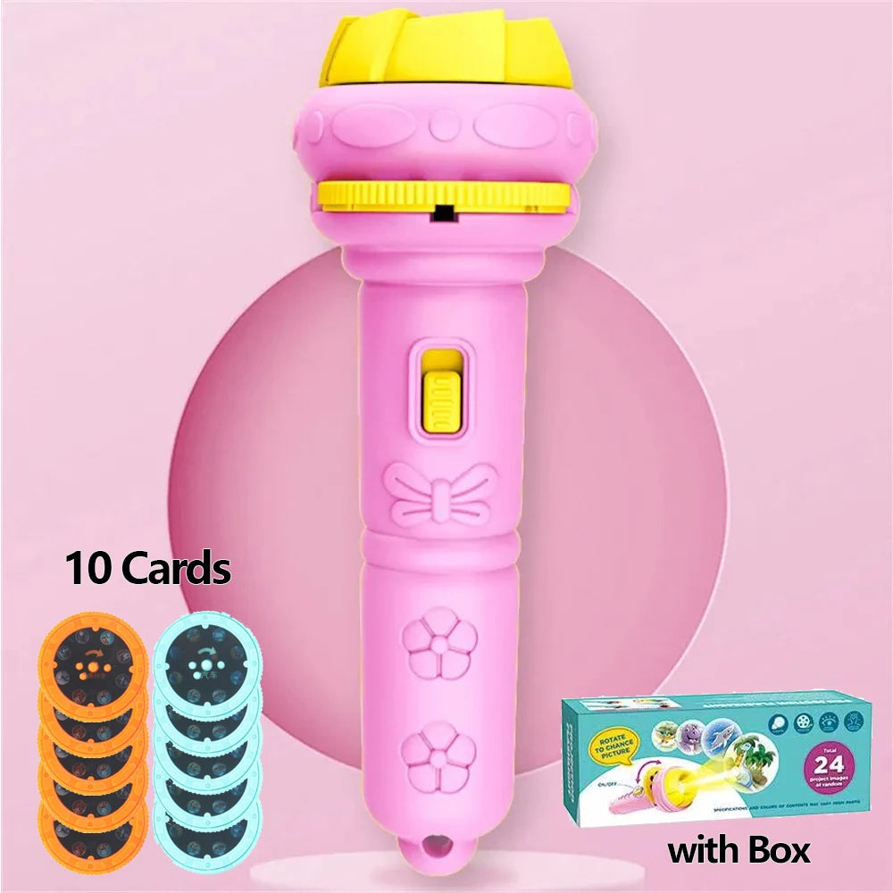10Pcs Cartoon Projector Flashlight Cards, Creative Kids Flashlight Toy Projector for Children, Bedtime Story Toy for Babies