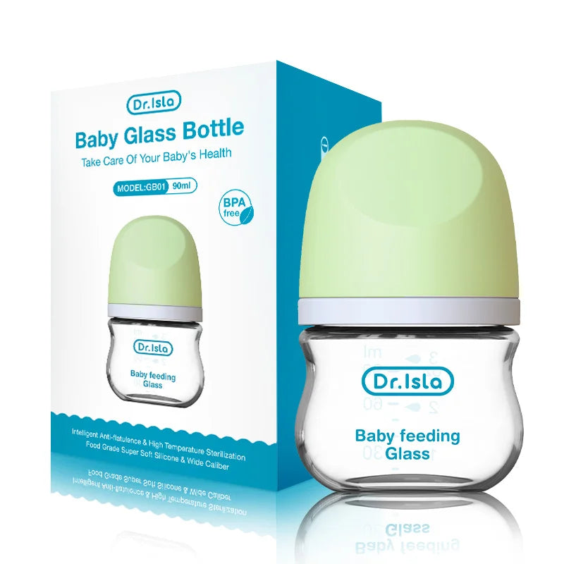 Anti-Choke Glass Baby Bottle - Anti-Colic 90ml/160ml (0-3 Months) - MamaNest