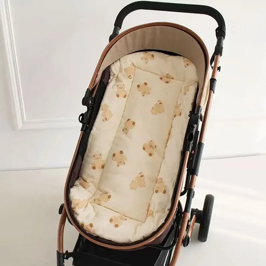 Baby Stroller Cushion - Soft Cotton Seat Liner with Straps - MamaNest