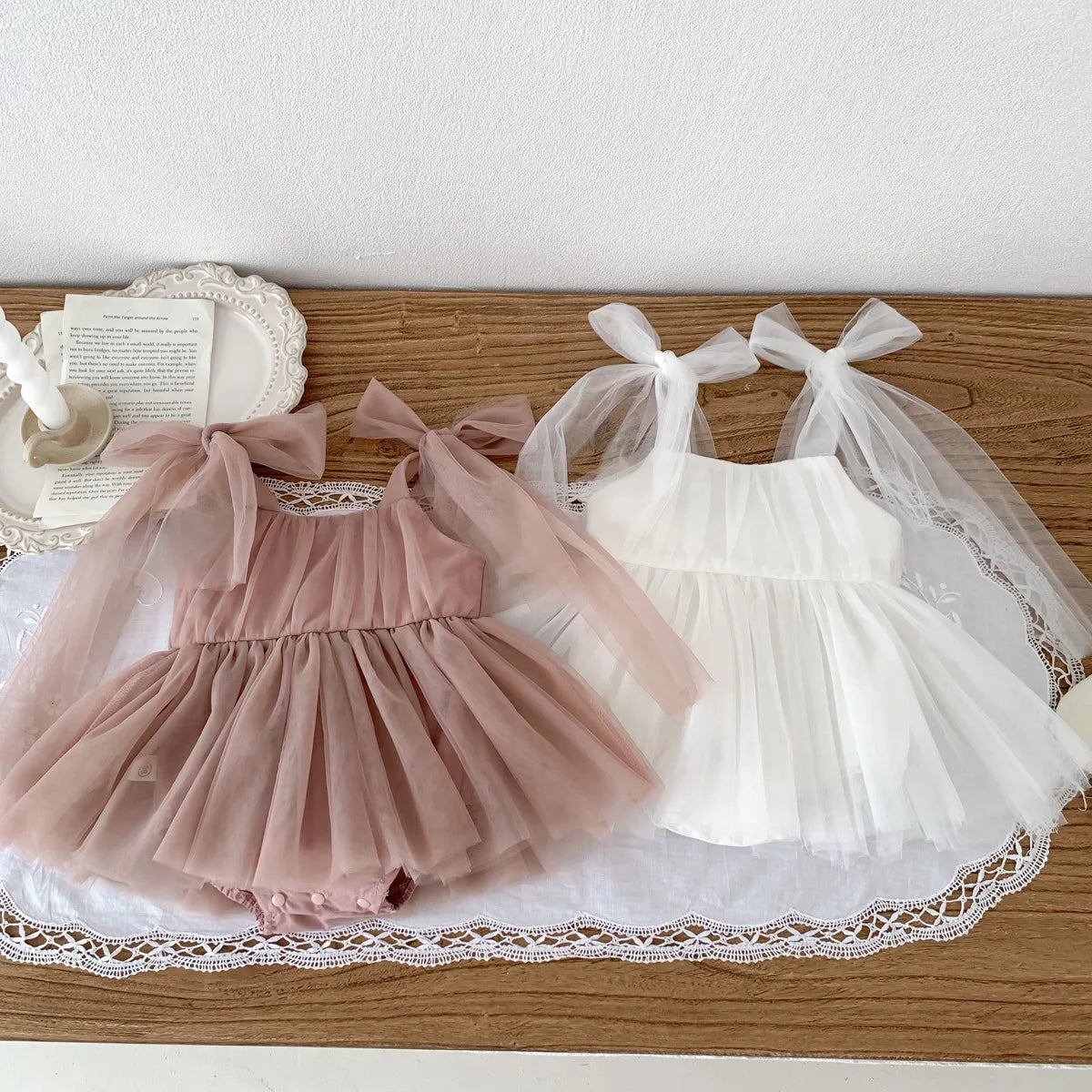 Baby Girl Polka Dot Romper - Lace Princess Dress Bodysuit 0-24M - MamaNest