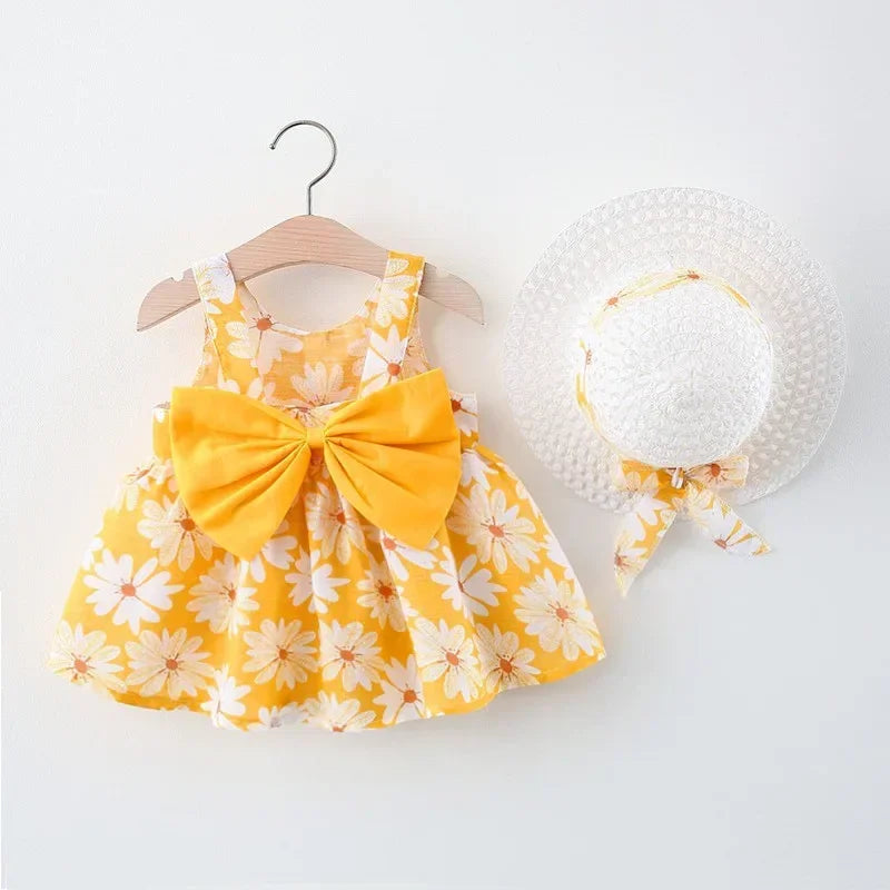 Girls Floral Princess Dress - Summer Bow Dress (0-3 Years) - MamaNest