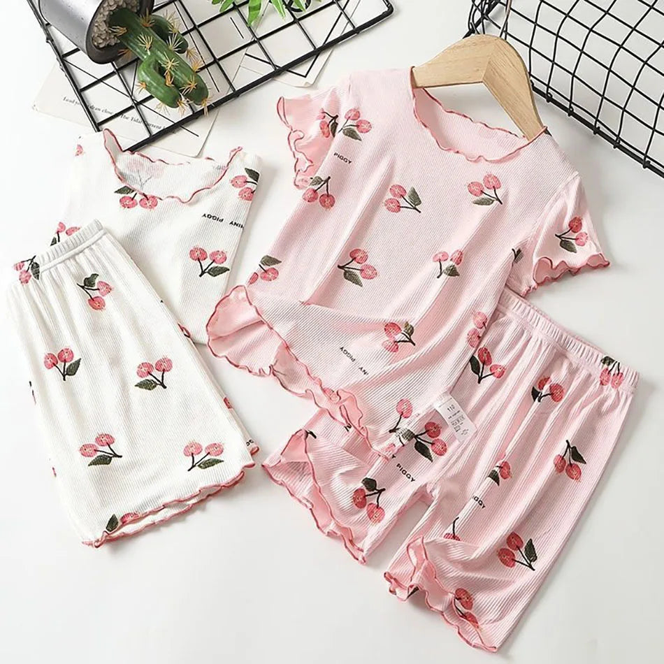 Girls Summer Pyjama Set - Soft Modal Shorts & Tee (1-8 Years) - MamaNest