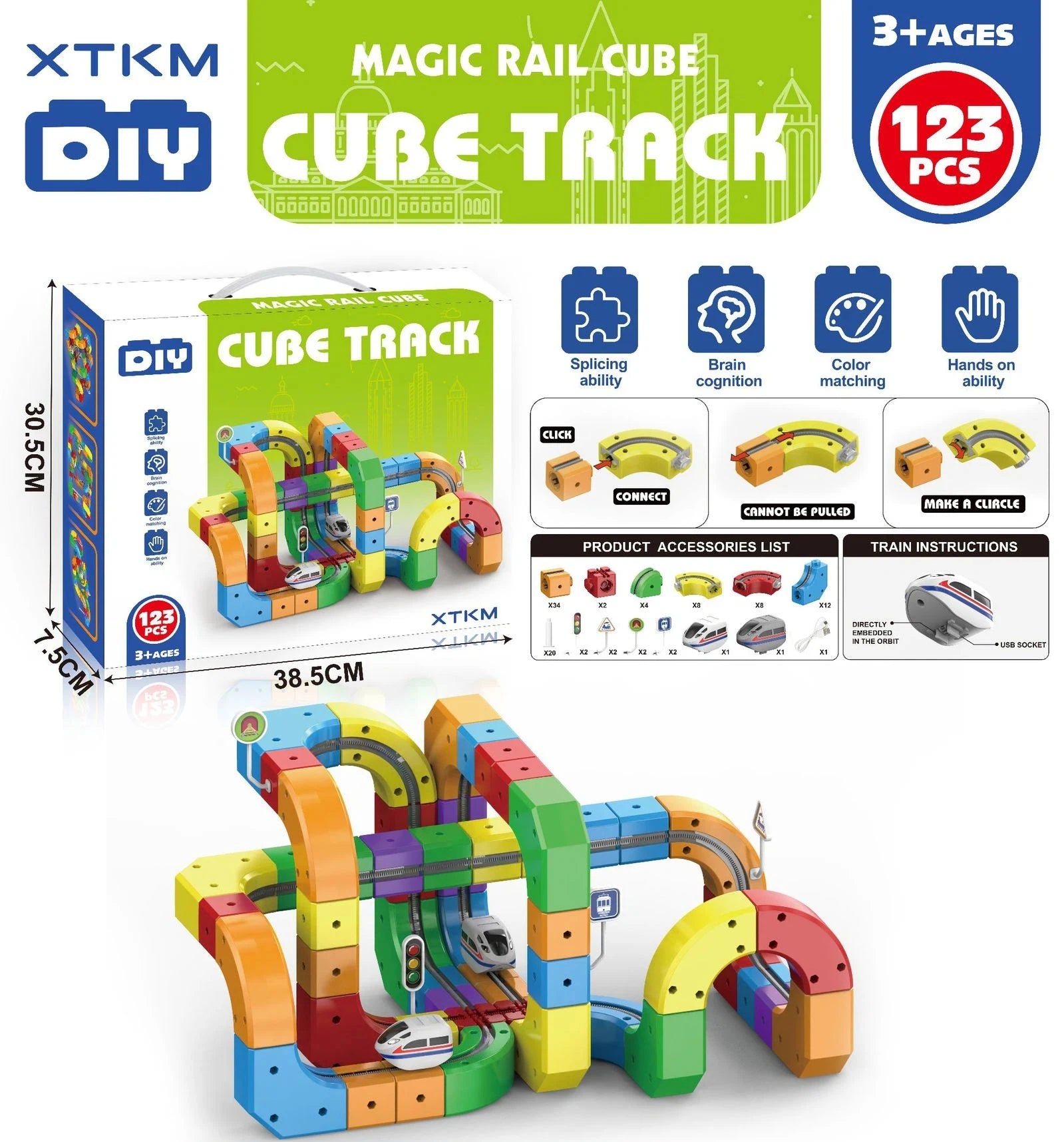 Magic Track Train Set 51/118 Pieces - Educational Rail Car Toy - MamaNest