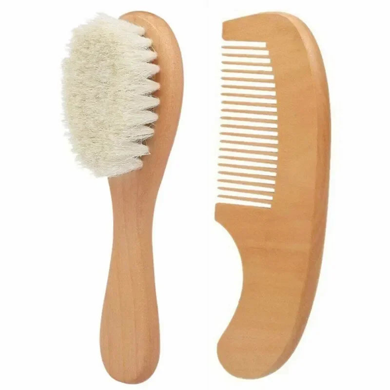 Baby Wooden Hair Brush & Comb Set - Soft Bristle Grooming Kit - MamaNest