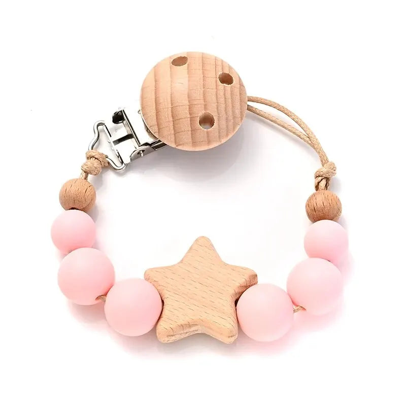 Baby Pacifier Clip Chain - Wooden Beads Dummy Holder - MamaNest