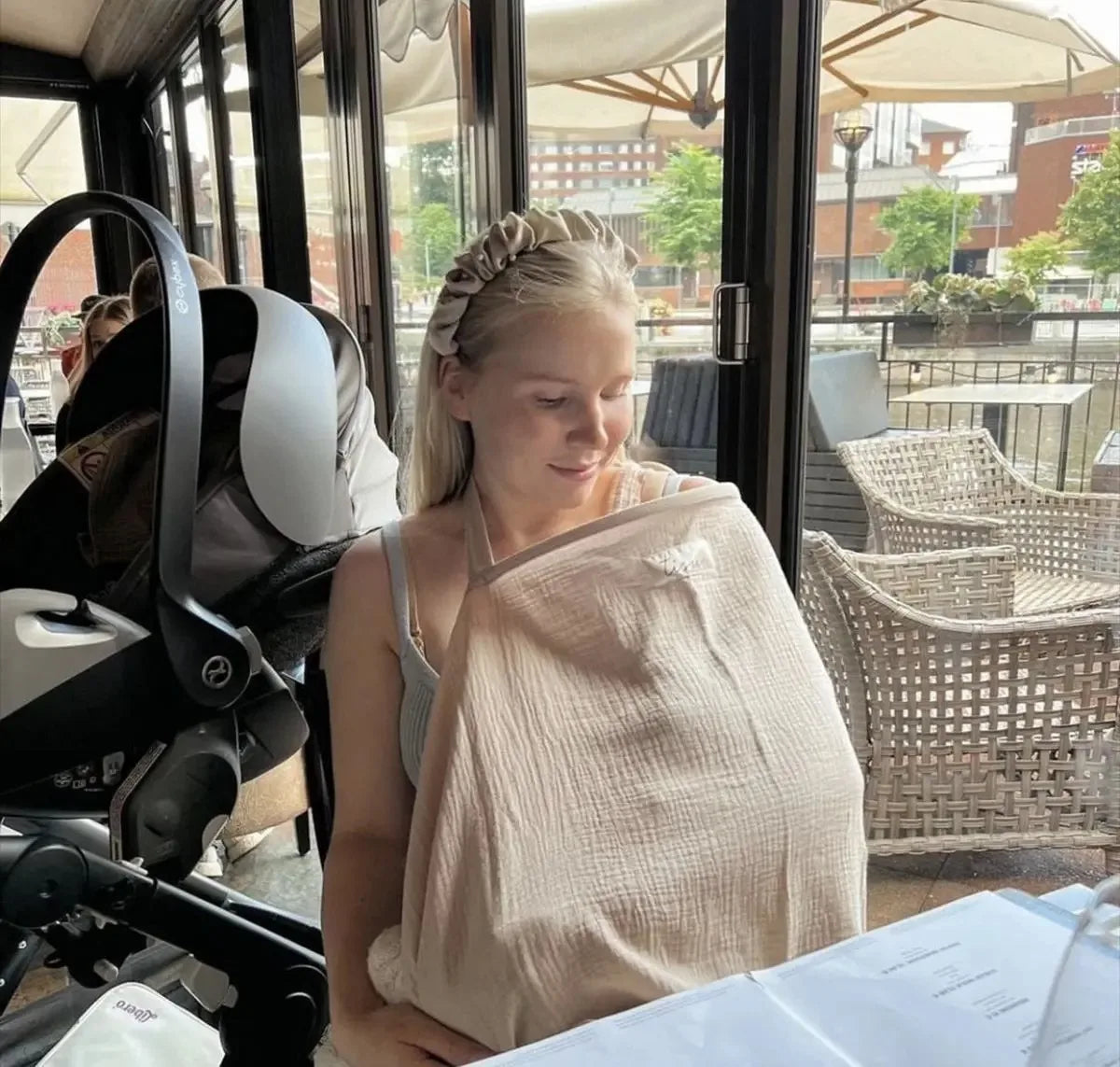 Cotton Breastfeeding Cover - Privacy Nursing Apron & Stroller Blanket - MamaNest