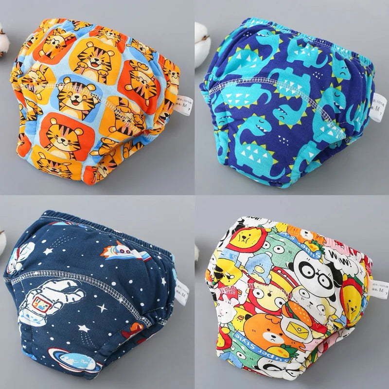 4PCS Baby Waterproof Diapers Pee Shorts Underwears Reusable Soft Ecological Cotton Toddler Potty Training Pants For Boys Girls - MamaNest
