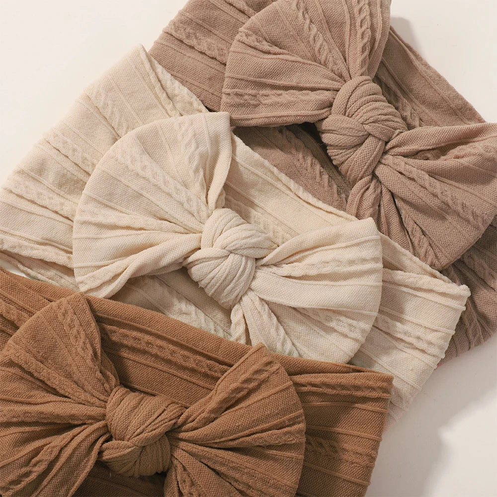 Baby Headbands 3-Pack - Soft Nylon Bow Turban Headwraps - MamaNest