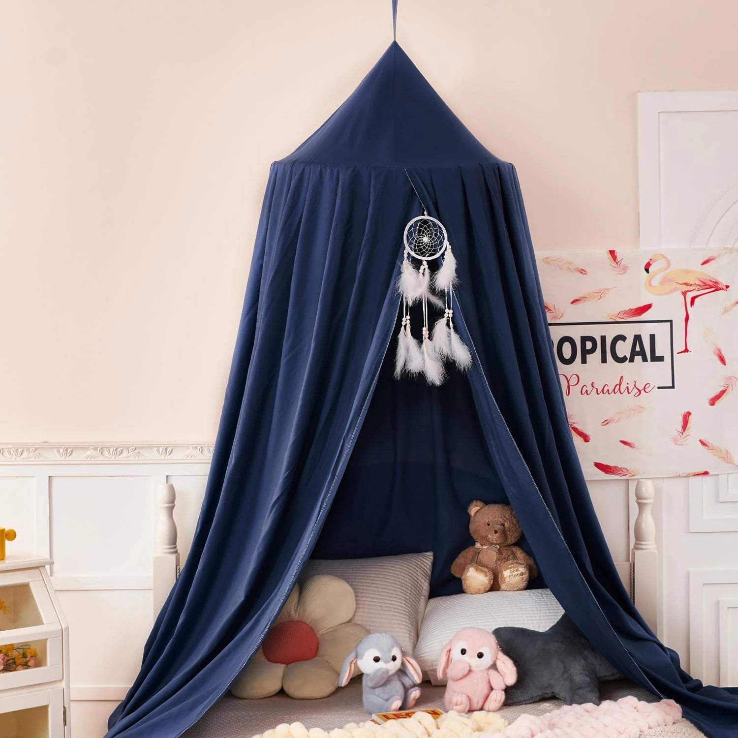 Kids Bed Canopy Mosquito Net - Round Hanging Play Tent - MamaNest