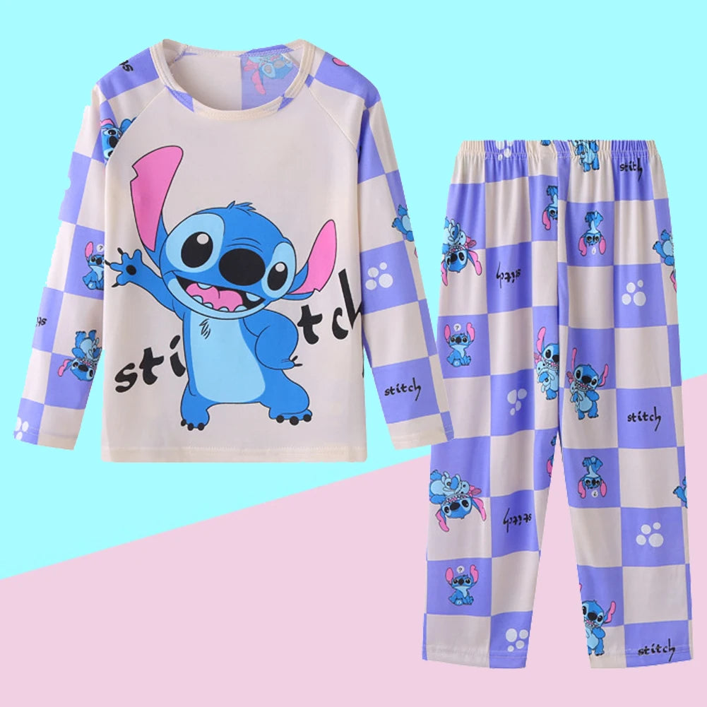 Kids Stitch Pajama Set – Long Sleeve Cotton Sleepwear for Boys &amp; Girls (Spring/Autumn) - MamaNest