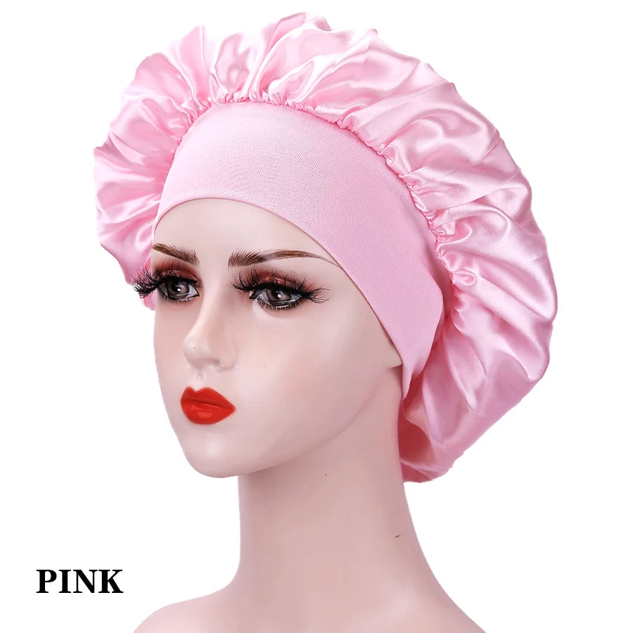 Silk Satin Bonnet - Wide Band Hair Wrap for Curly Hair - MamaNest