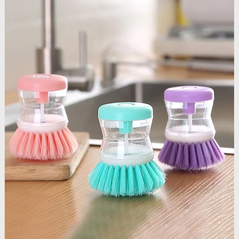 Dish Brush with Soap Dispenser - Press to Dispense Kitchen Cleaning Brush - MamaNest